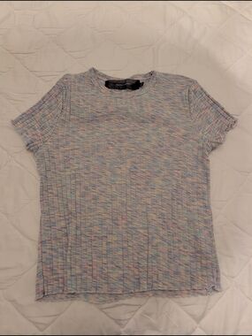 Pleated Pastel Multi-Color Short Sleeve Top